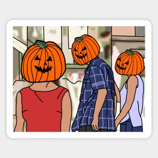 Halloween Horror Pumpkin Head Distracted Boyfriend Meme Magnet